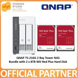 QNAP TS-216G Bundle With 2 x 8TB WD RED PLUS Hard Disk. Singapore Warranty 2 Years